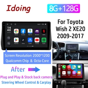 Wireless Carplay For Toyota Wish 2009-2017 Car Radio GPS Player Android Auto - Foto 1 di 18