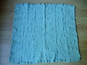 Hand Crocheted Afghan Baby Blanket Rainbow Green 3D Stitch 34" x 29" Cozy - Picture 1 of 3