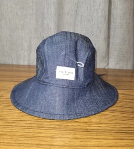 Rag & Bone Unisex Addison Denim Bucket Hat Patch Logo OS NWT - Picture 1 of 5