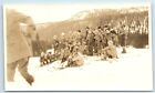 Postcard / Photo Group of Boys/Girls Skiing at Mountain (Velox) F176