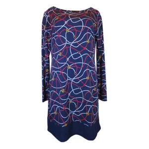 Michael Kors Allover Sailor Logo Border Print Matte Jersey Dress, Size-L - Picture 1 of 4