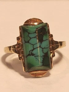 Vintage Helm & Hahn Persian Turquoise 10k Gold Ring Size 7 - Picture 1 of 6
