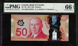 CANADA - 50 DOLLARS - BC 72c - 2012 - PMG GEM UNC 66 EPQ - PRE: GMF - WILK MACKL - Picture 1 of 2
