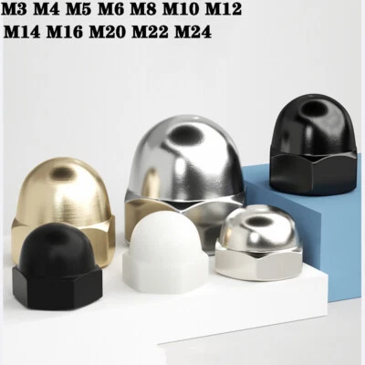 Hutmuttern Messing/Edelstahl/Nylon Hohe Form DIN1587 Sechskant Muttern Hutmutter - Bild 1 von 4