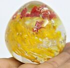 Old  Vintage Hand Blown Glass Paperweight  Beautiful Floral Design J1