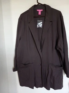 Woman Within Brown Blazer Jacket - size 2X Soft, Pockets! NEW - Picture 1 of 4
