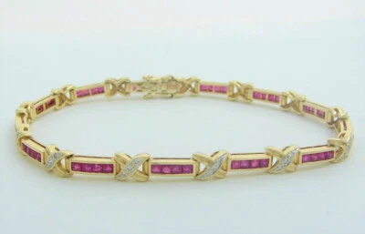 DIAMOND RUBY X BRACELET 18K STRAIGHT ROW BRACELET - Image 1 of 4
