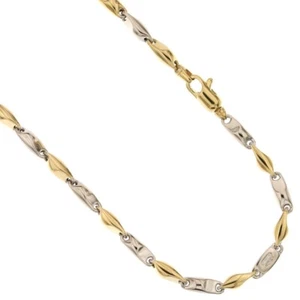 Catena vuota in oro giallo e bianco 18 Kt 750/1000 maglia marina schiacciata fin - Imagen 1 de 2