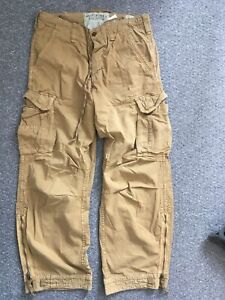 ABERCROMBIE & FITCH MENS S SMALL W34 L32 LOOSE FIT COMBAT CARGO STYLE  JEANS
