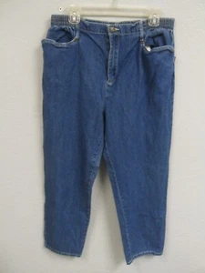 Ladies 14 Average Blassport Denim Soft Blue ZIP UP Jeans Pants Elasticized Waist - Picture 1 of 12