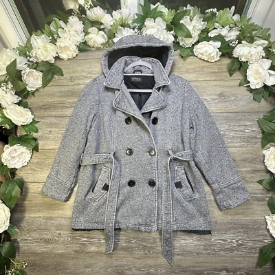 Jones New York Coat Size Medium Womens Hooded Gray Jacket Double Breasted - Image 1 of 4