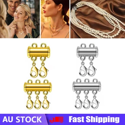 4pcs Layering Magnetic Necklace Clasp Gold Silver for Bracelet Jewelry Crafts - image 1 of 4
