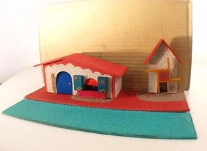 Maison et moulin en bois isorel 33 x 19 cm ancien en boite - Imagen 1 de 7