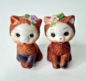 Vintage anthropomorphe Katze Katzen Kätzchen Salz & Pfefferstreuer Figur süß - Bild 1 von 6