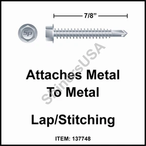 (3000) Self Drilling Zinc Siding Screw 14-14x7/8 TEK 1 Hex Washer Head 137748 - Picture 1 of 1