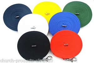 200ft 60m Long Dog Training Lead Obedience Leash Recall Large 25mm In 7 Colours - Picture 1 of 42