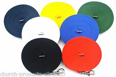 200ft 60m Long Dog Training Lead Obedience Leash Recall Large 25mm In 7 Colours - Image 1 of 4