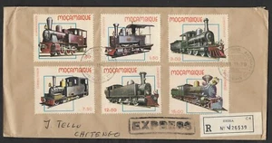 Mozambique Old steam locomotives Trains Railroad registered FDC 1979 Beira pmk - Picture 1 of 2