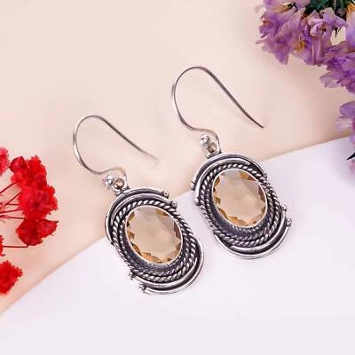 Smoky Quartz Gemstone Solid 925 Sterling Silver Bride Earring Cool Jewelry V983 - Image 1 of 4