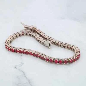 12CT Round Lab Created Red Ruby Womens Tennis Bracelet 14k White Gold Plated - Picture 1 of 7