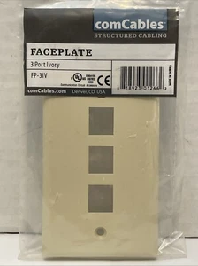 New*comCables 3-Port Wall Faceplate*RJ45*Keystone Jack*Ethernet*Ivory - Afbeelding 1 van 1