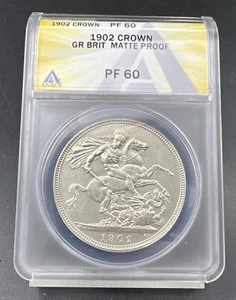 1902 Great Britain Silver Crown ANACS PF60 Matte Proof Coin - Picture 1 of 9