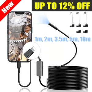 Borescope Endoscope Camera with Light, Drain Snake Camera with 8 LED 8mm IP68 - Picture 1 of 17