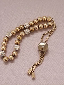 Michael Kors Gold Tone Pave Crystal Beaded Slider Bracelet - Picture 1 of 13
