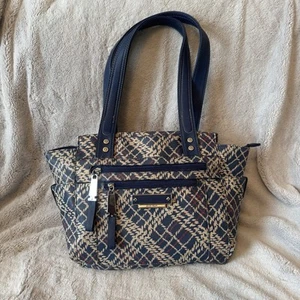 Ellen Tracy Blue And Cream Large Shoulder Bag - Picture 1 of 12