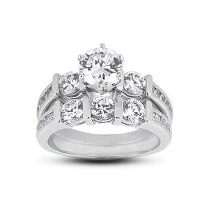 Klassisches passendes Braut-Set 1,46 kt E-SI1 rund natürliche zertifizierte Diamanten Platine - Bild 1 von 3