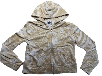 Juicy Couture Womens Size Medium Y2K Tan Beachwood Swirls Zip Sweatshirt Hoodie - Image 1 of 4