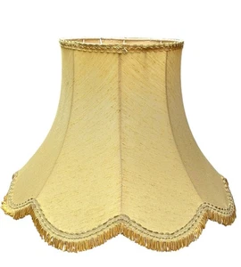 Pantalla grande estándar vintage dorada con flecos 39 cm de alto x 58 cm de diámetro - Imagen 1 de 8