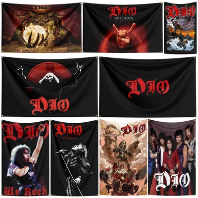 Ronnie James Dio Heavy Metal Cantante Bandera Bandera Tapiz Colgante de Pared + Ojales Foto 1 de 4