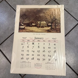 The Travelers 1947 Wall Calendar Of Currier & Ives Prints- Still In Plastic!!!!! - Picture 1 of 2