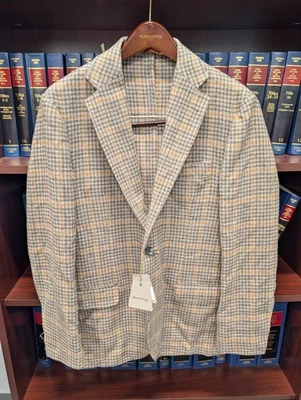 Abrigo deportivo Sartorio Kiton nuevo con etiquetas mezcla de lana talla 54 (40-42 EE. UU.) marrón tostado NUEVO $4000 Foto 1 de 4