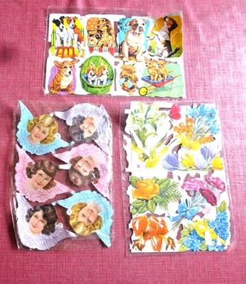 Glanzbilder Blumen, Tiere + Figuren + Engel Set aus 3 versch. Oblaten NEU - Bild 1 von 2