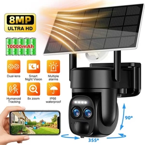 Telecamere di sicurezza solari 4K 8MP wireless esterno a batteria 360°PTZ casa - Foto 1 di 11