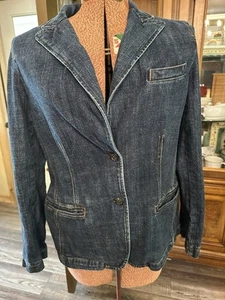 Damen Lauren Jeans Co Ralph Lauren Dark Wash Denim Blazer Größe L - Bild 1 von 8