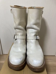 made in gm japan Boots Milk Engineer Boots Wolf's Head Leather White Size 10 - Imagen 1 de 9
