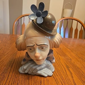 LLADRO NACHDENKLICHER CLOWN MIT MELONE HUT KOPF SKULPTUR FIGUR - lesen - Bild 1 von 11