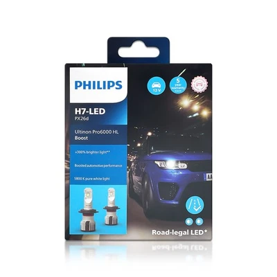 Philips Ultinon PRO6000 HL BOOST H7 LED Headlight Bulbs 5800K 11972U60BX2 2-Pack - Image 1 of 4