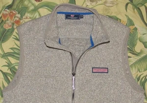 VINEYARD VINES Grey Full Zip Fleece Vest Medium - Picture 1 of 4