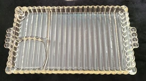 Lunch Tray In Clear Beveled Glass From 1940's Vintage Beautifully At 11"×6"×3/4" - Picture 1 of 12