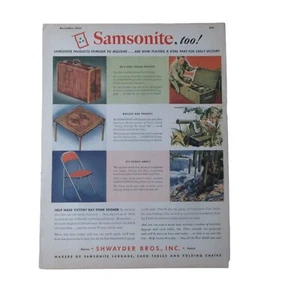 1943 Samsonite - Shwayder Bros - Vintage WW2 Print Ad - Picture 1 of 3