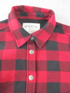 Camicia Orvis uomo media rossa nera bufalo check shaket flanella pesante foderata in pile - Foto 1 di 16