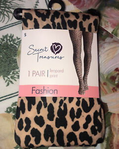 Secret Treasures Women's Leopard stockings animal print Tights Small Ladies NEW