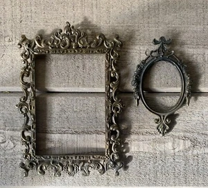 Vintage verzierte Bilderrahmen massiv Messing Italien Set / 2 - Bild 1 von 8