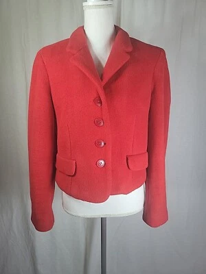 Blazer Vintage Express Mujer Cintura Rojo Polar Abotonado Recortado Talla L Navidad Foto 1 de 4
