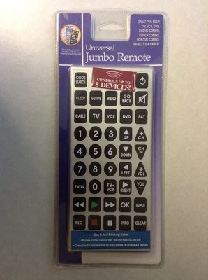 New Universal Jumbo Remote Gray Grey For TV DVD Satellite Cable And More - Photo 1/2