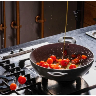 Batteria 3 pezzi Bavaria tris tegami a induzione in pietra lavica antiaderente - Immagine 1 di 2